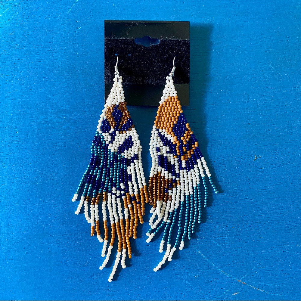 Floral beaded bohemian earrings